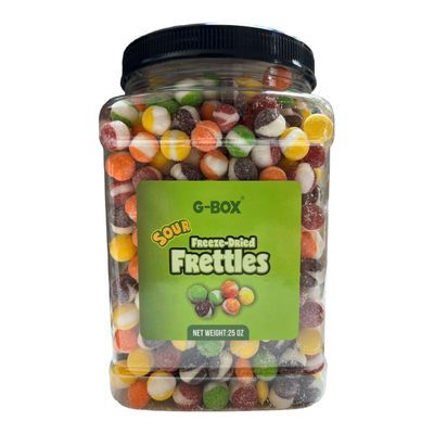 G-BOX Freeze Dried Candy Frettles, Delightful Crunchy Fruity Flavorful Burst, TikTok Trend Items, Air-tight Sealed in a Grip Jar (25 OZ Sour)
