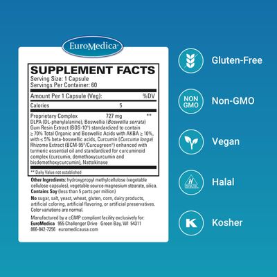 Euromedica Curaphen - Curcumin Supplement for Circulation Endorphin Support - Support for Occasional Discomfort - Aids Healthy Muscles - 60 Capsules