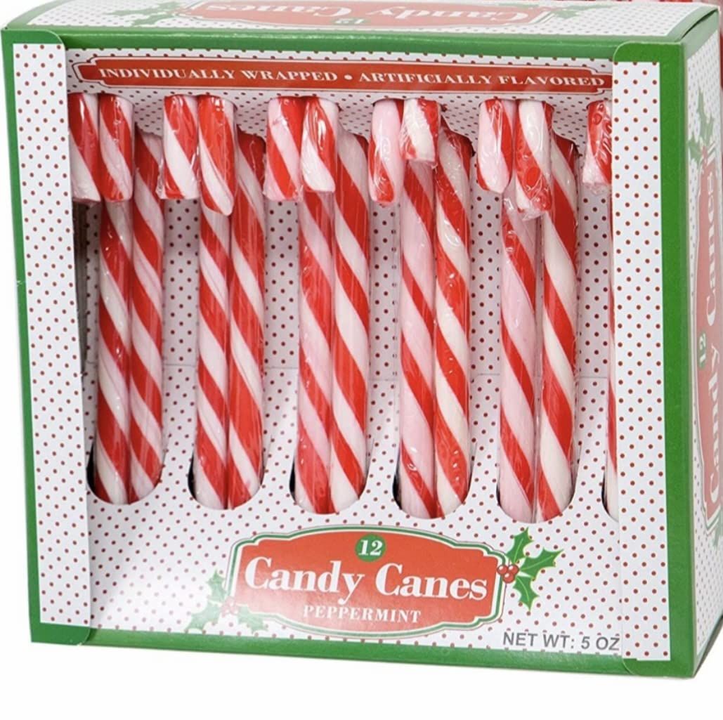 Peppermint Candy Canes (Red White) Individually Wrapped Includes To From Gift Tags (Red) 1 Pack