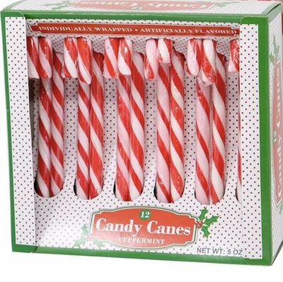 Peppermint Candy Canes (Red White) Individually Wrapped Includes To From Gift Tags (Red) 1 Pack