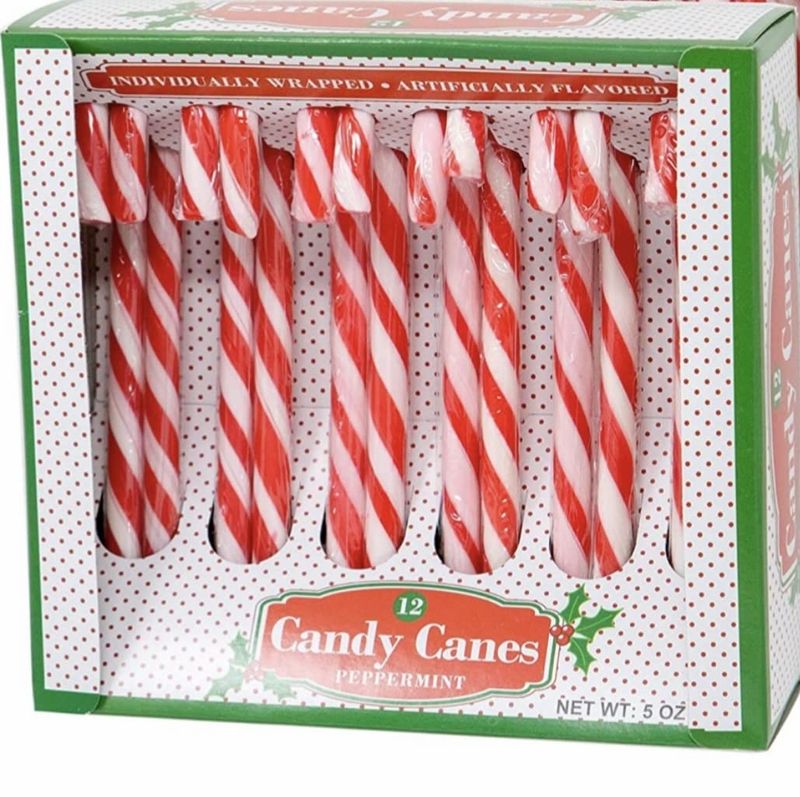 Peppermint Candy Canes (Red White) Individually Wrapped Includes To From Gift Tags (Red) 1 Pack