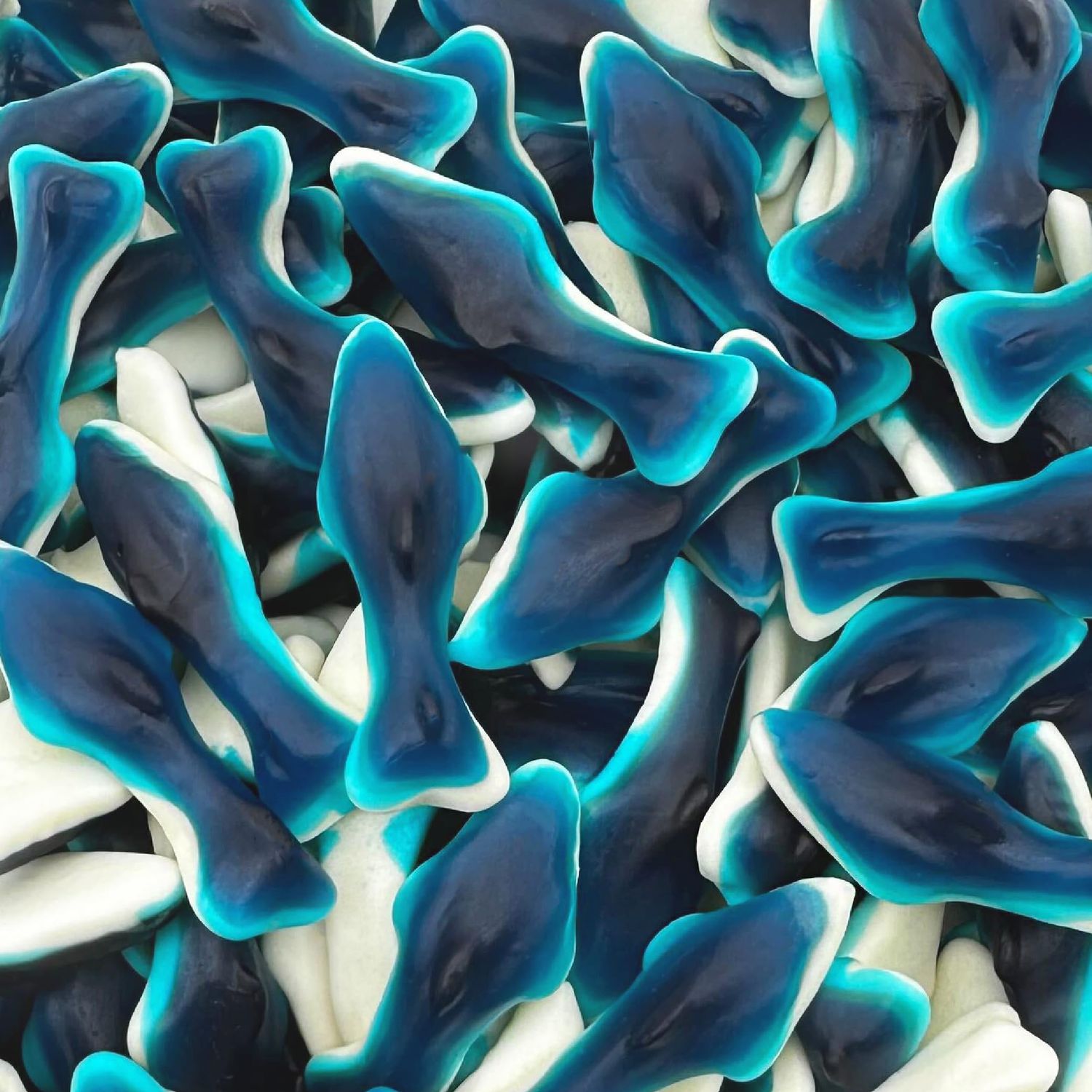 Blue Sharks Gummy Candy 2-Pound Bag Blue Raspberry and Marshmallow Flavors