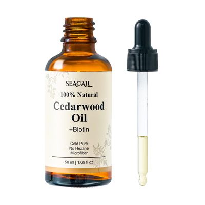 Seacall Hair Treatment Essential Oil - 100 Pure Natural Cedarwood Oil - For all hair types - Thick hair, eyebrows, eyelashes - Hexane free (1.76 fl oz50 ml)
