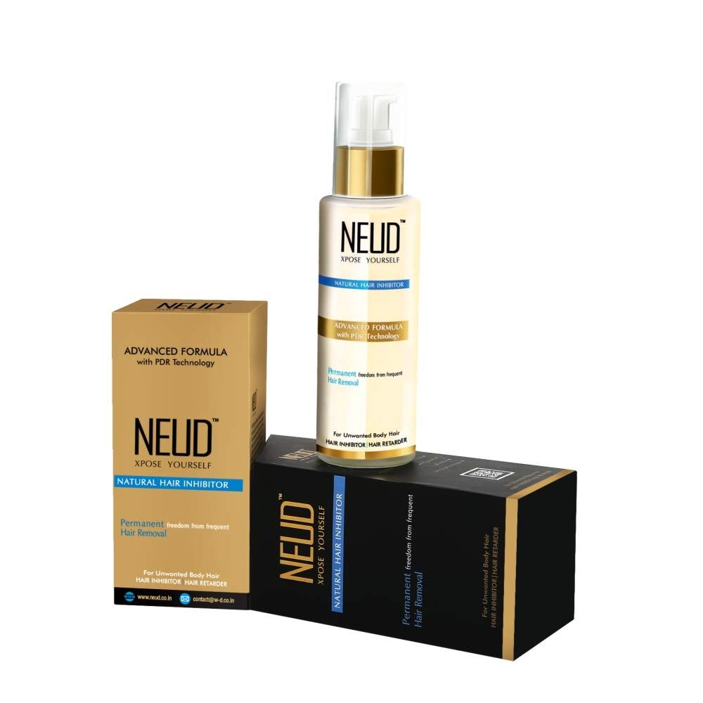 NEUD Natural Hair Inhibitor for Permanent Reduction of Unwanted Body Facial Hair in Men Women - Pack of 1