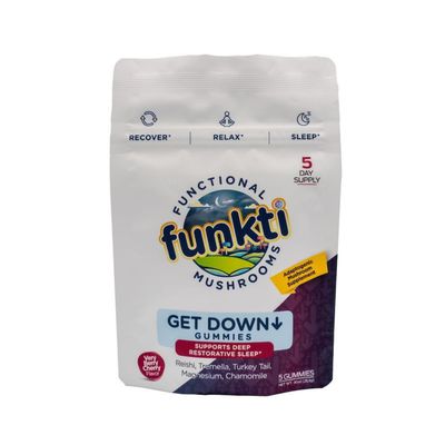 funkti Sleep Mushroom Gummies, Sleep Mushroom Gummies, 1 Per Day - Max Strength wReishi, Tremella, Turkey Tail, Magnesium, Chamomile, Get Down Gummies, 5-PK