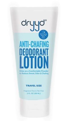 dryyd Travel Size 2oz Deodorant Aluminum Free Chafing Lotion Powder For Men Women, No Talcum Powder, Hemp Seed Oil and Aloe, Reduce Odor Sweat On Chest, Groin, Thighs Balls Butt, Itch Cream