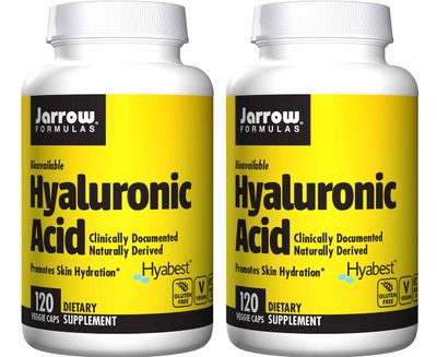 Jarrow Formulas Hyaluronic Acid Naturally Derived as a Dietary Supplement (120 Veggie Caps) Pack of 2