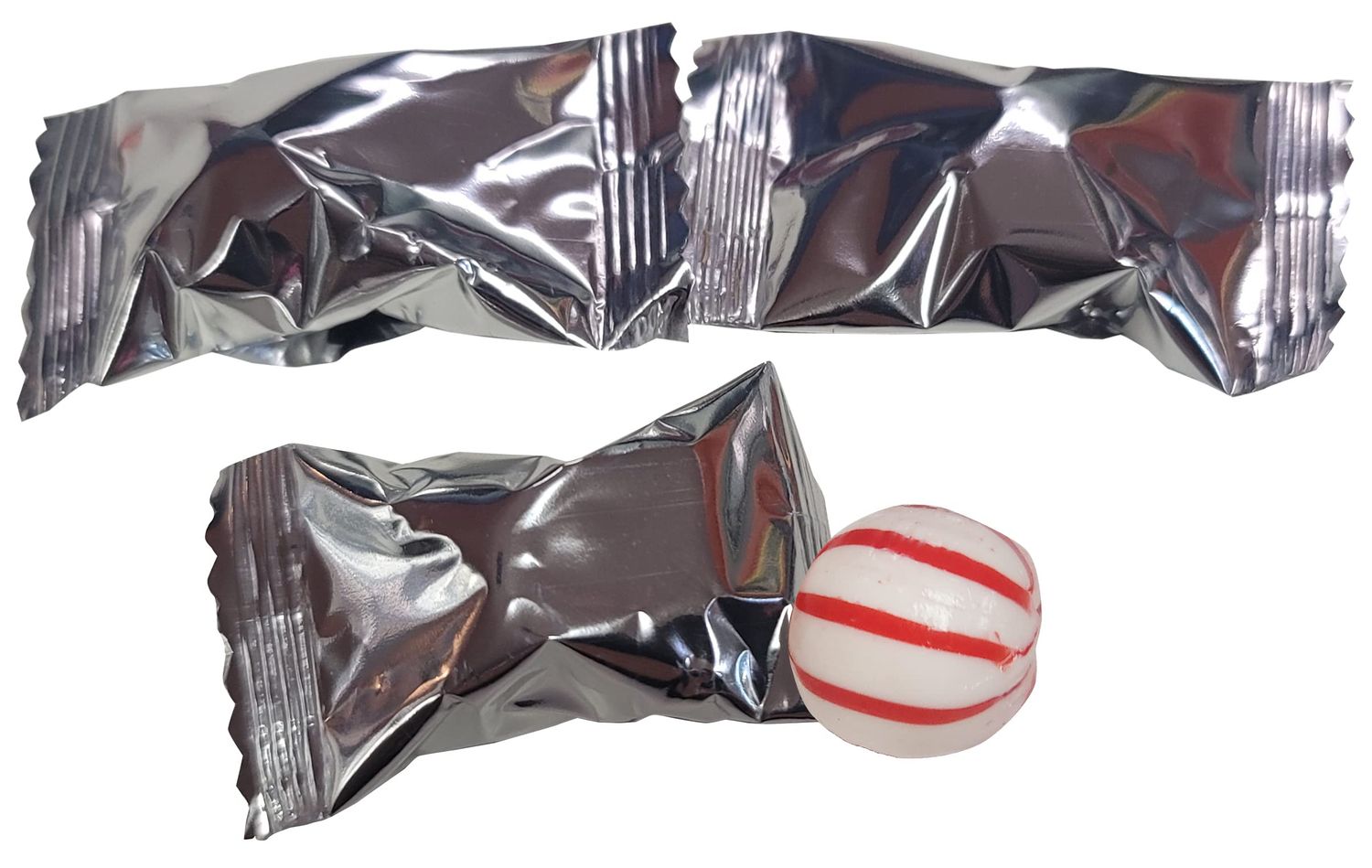 Peppermints 100 Count Wrapped in Silver Candy Wrapper - Wedding or Bar Mitzvah Mint Candy