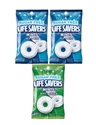 Life Savers Sugar-Free Mints Pack of 3 Bags - Sugar-Free Life Savers Mints - 3 Bags (2.65oz Each) Packaged by Leathnu Foundry (2 Peppermint 1 Wintergreen)