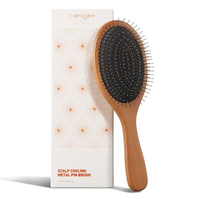 Wet Brush with Classic Wooden Handle. Detangler Hair Brush with Soft Metal Bristles Soft Cushion Pad - Scalp Massaging Comb for Tangled and Wet Hair