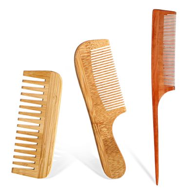 3 Pcs Bamboo Comb Set Bamboo Fine Tooth Comb Wide Tooth Comb Rat Tail Comb Anti-Static Bamboo Brush for Hair Growth