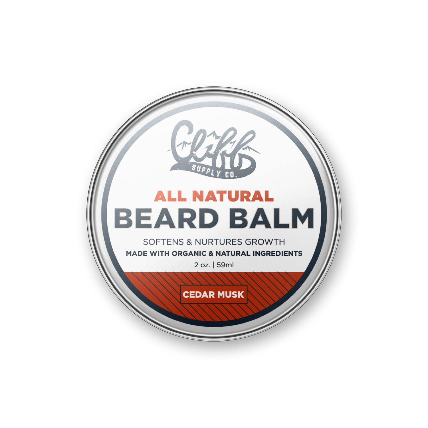 Cliff Supply All Natural Beard Balm - Made with Beeswax, Shea Butter, Castor Oil to Soften Beard Nurture Growth - TSA Friendly (2oz, Cedar Musk)