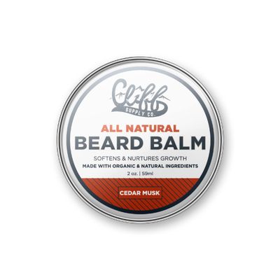 Cliff Supply All Natural Beard Balm - Made with Beeswax, Shea Butter, Castor Oil to Soften Beard Nurture Growth - TSA Friendly (2oz, Cedar Musk)