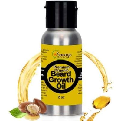 Savage Organics - Premium Organic Beard Growth Oil: Nourishing Beard Growth Serum, Infused with All-Natural Organic Ingredients to Boost Beard Growth - 2 oz Bottle