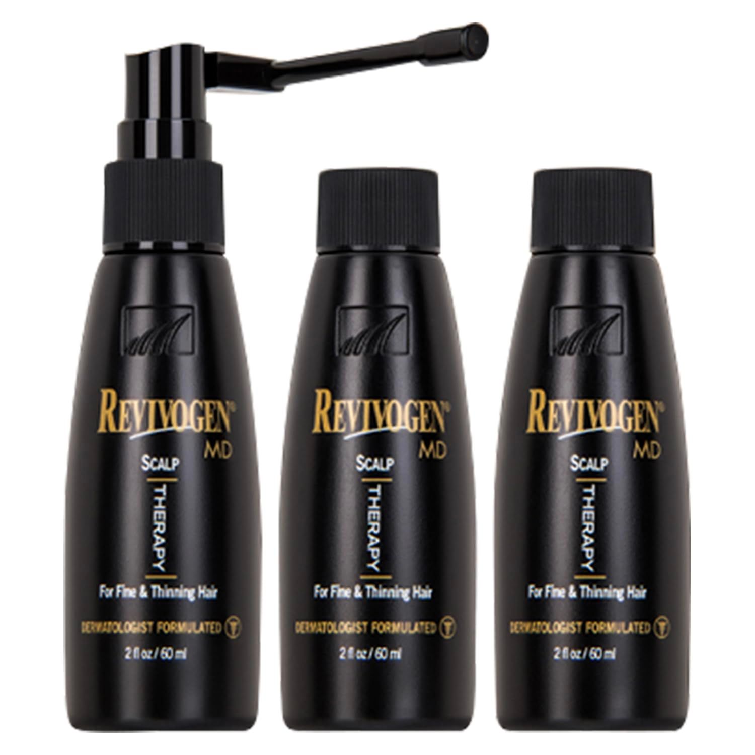 Revivogen MD Scalp Therapy 3 Month Kit Thinning Hair Solution, Natural DHT Blocker Ingredients, Experience Healthier Hair Growth for Men Women with Hair Loss, 2 Fl oz, Pack of 3