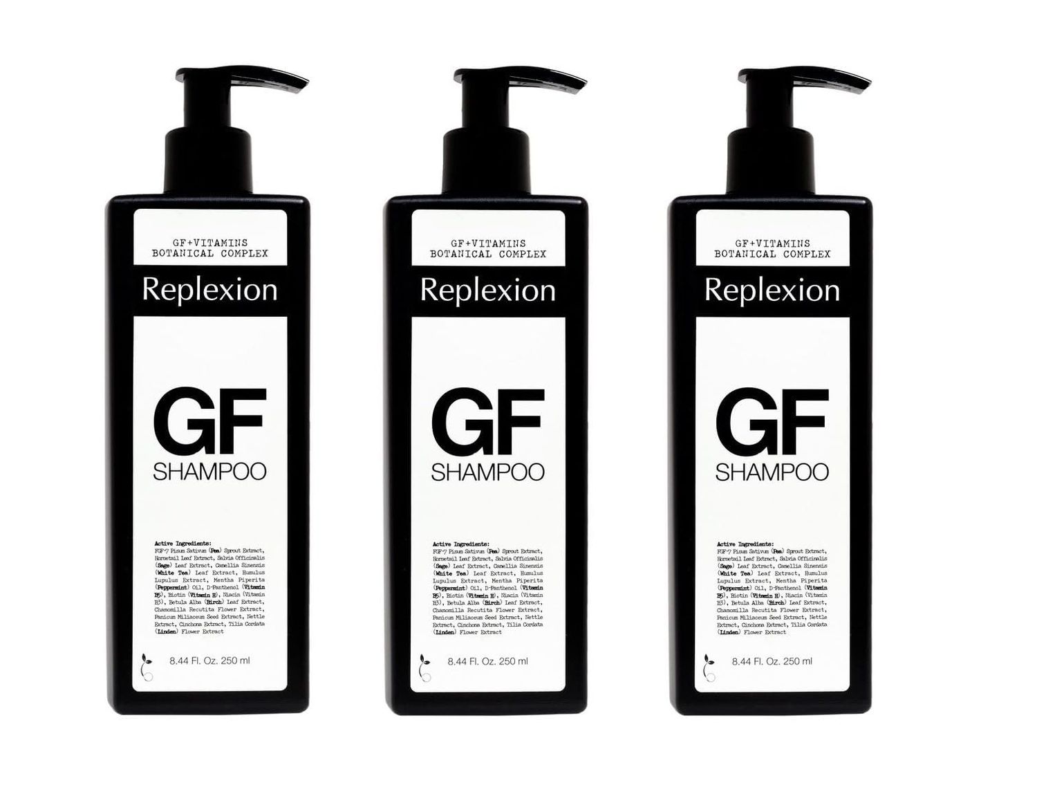 Replexion Hair Growth Shampoo (3x250ml) - Revitalizes Scalp, Strengthens Roots, and Promotes Thicker, Healthier Hair with Botanical Growth Factors - Reduces Hair Loss and Restores Vitality