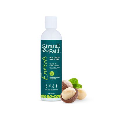 Strands of Faith Enrich Moisturizing Leave-in Conditioner Featuring Babassu, Kukui, and Baobab Oil Holy Grail Collection Hydrates, Revitalizes to Healthy Hair For Dry Hair Types