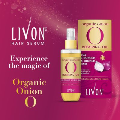 Livon Hair Serum for Men Women Sulphate Paraben free For All Hair Types Lightweight Non Greasy Organic Onion Repairing Serum Oil Enriched with Almond Floral Extracts 3.3 Fl. oz