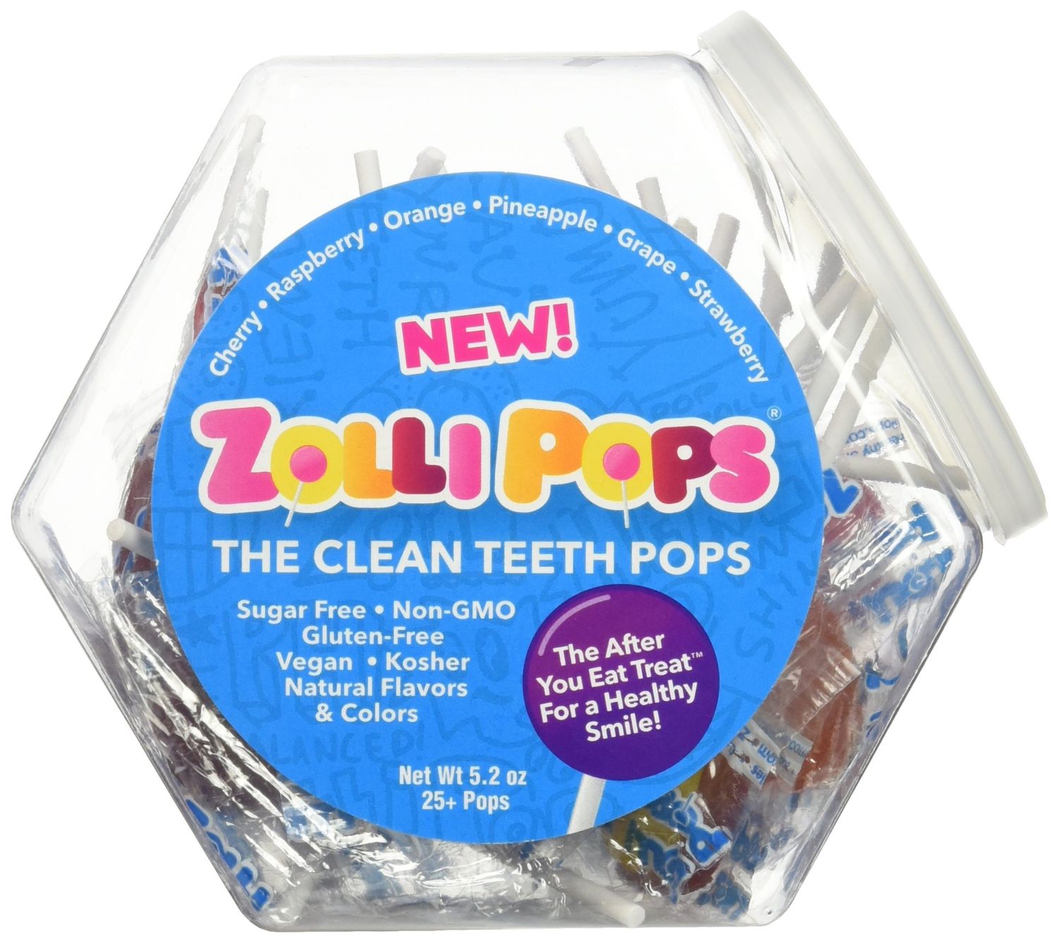 Zollipops Clean Teeth Lollipops, Anti Cavity Lollipops, Delicious Assorted Flavors, Variety, 5.2 Ounce (Pack of 1)