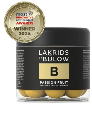LAKRIDS BY BLOW - B - Passion Fruit - 4.4 oz - Chocolate Coated Gourmet Licorice - Authentic Scandinavian Candy Produced in Denmark