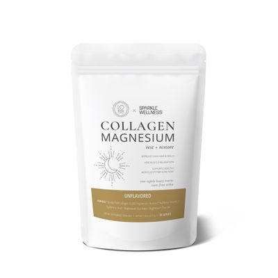 Collagen Magnesium Rest Restore (No Flavor) 30 Serves VERISOL Bioactive Collagen Peptides, Magnesium Glycinate Taurate Salts Lauren Roxburgh Rest Restore Calming Nightly Beauty Routine