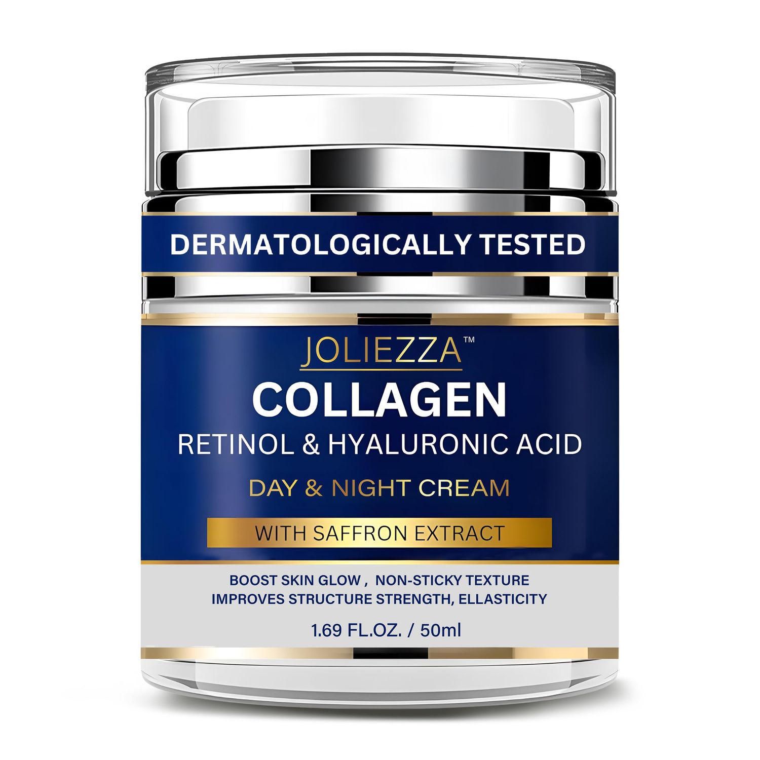 Joliezza Collagen Retinol Face Cream - Anti-Aging Moisturizer with Hyaluronic Acid Saffron - Firming Wrinkle Repair Cream for Face, Neck Chest - 1.69 fl oz 50ml
