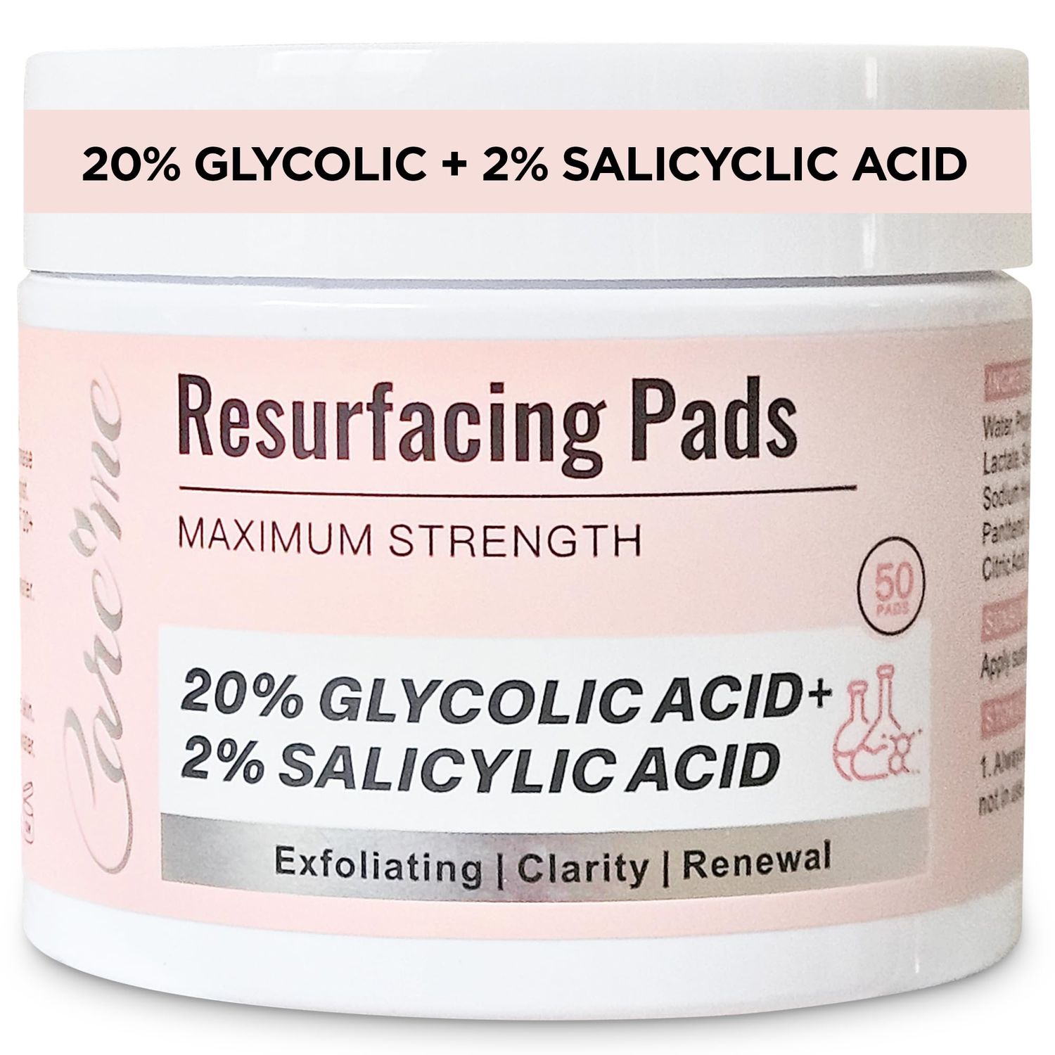 Glycolic Acid 20 Salicylic Acid 2 Exfoliating Pads (50 Count)-HSA FSA Eligible Peel Wipes for Facial Cleansing, Resurfacing, Brightening, Blemish Control, Revealing Clear, Radiant, Youthful Skin