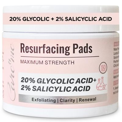 Glycolic Acid 20 Salicylic Acid 2 Exfoliating Pads (50 Count)-HSA FSA Eligible Peel Wipes for Facial Cleansing, Resurfacing, Brightening, Blemish Control, Revealing Clear, Radiant, Youthful Skin