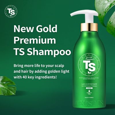 TS Shampoo New Gold Premium with Biotin for Care (16.9 Fl Oz) Therapy for Hair Loss Prevention Unscented for Damaged Hair for Men Women