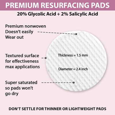 Glycolic Acid 20 Salicylic Acid 2 Exfoliating Pads (50 Count)-HSA FSA Eligible Peel Wipes for Facial Cleansing, Resurfacing, Brightening, Blemish Control, Revealing Clear, Radiant, Youthful Skin