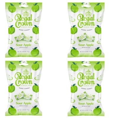 Regal Crown Sour Apple Hard Candy Old Fashioned Sour Apple Candy Traditional Crisp and Tarte Apple Candy Brought To You By Iconic Candy 6.25oz Peg Bag (4)