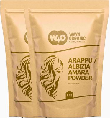 ArappuAlbizia Amara Powder 8 Oz(2 Pack), Natural Shampoo Conditioner for hair repair, Scalp Care, Haircare, Prevents Dandruff, Damaged Hair Treatment, Hair Growth Products Men Women -Way4Organic