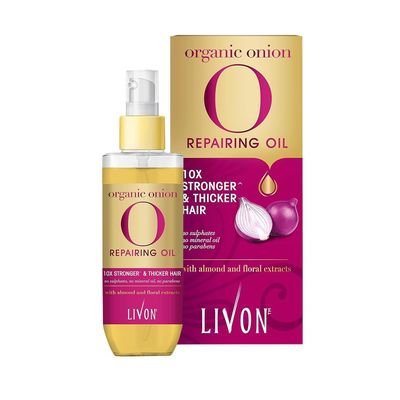 Livon Hair Serum for Men Women Sulphate Paraben free For All Hair Types Lightweight Non Greasy Organic Onion Repairing Serum Oil Enriched with Almond Floral Extracts 3.3 Fl. oz