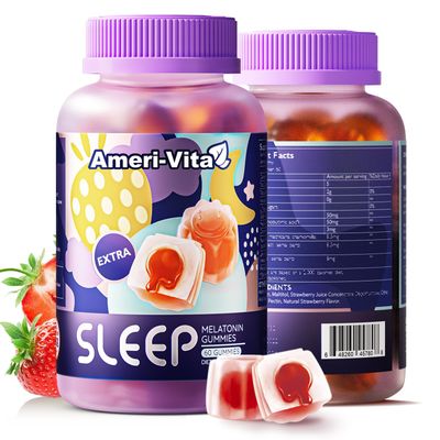 Ameri-Vita Sleep Gummies - 3mg Melatonin, GABA, L-Theanine Chamomile for Sleep Support, Vegan, Sugar-Free, Strawberry Flavor, 60 Gummies