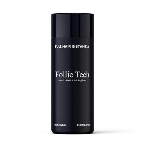 Follic Tech Hair Fibers for Thinning Hair for Women and Men. Achieve Thicker and Fuller Looking Hair instantly. Thick Hair Fiber to Conceal Hair Loss in 6 Shades - 27.5g Bottle - Light Brown