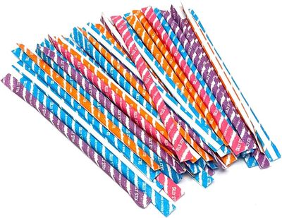 100 Pixy Silly Stix Sugar Candy Straws - Cherry - Blue Raspberry - Grape - Orange