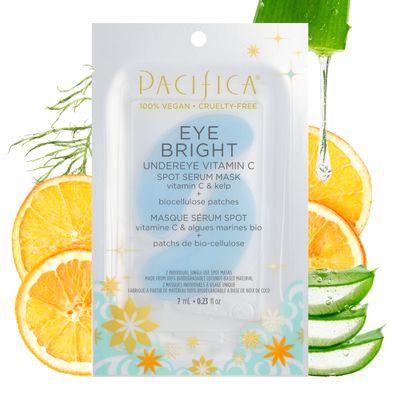 Pacifica Undereye Spot Serum Mask - Bright Eye Vitamin C Mask for Dark Circles Hydration, Brightening Under Eye Treatment, Vegan Cruelty-Free, 1 Pack