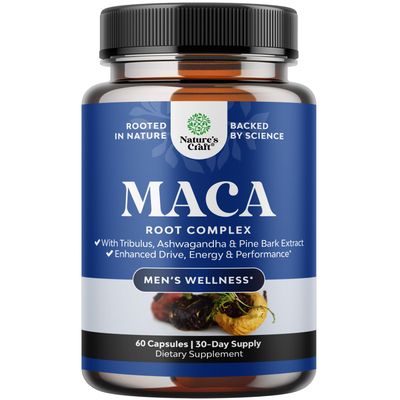 Potent Black Maca Root Capsules for Men - Herbal Wellness Supplement with Siberian Ginseng Ashwagandha and Black Maca Root - Mens Wellness Supplement to Support General Health (30 Servings)