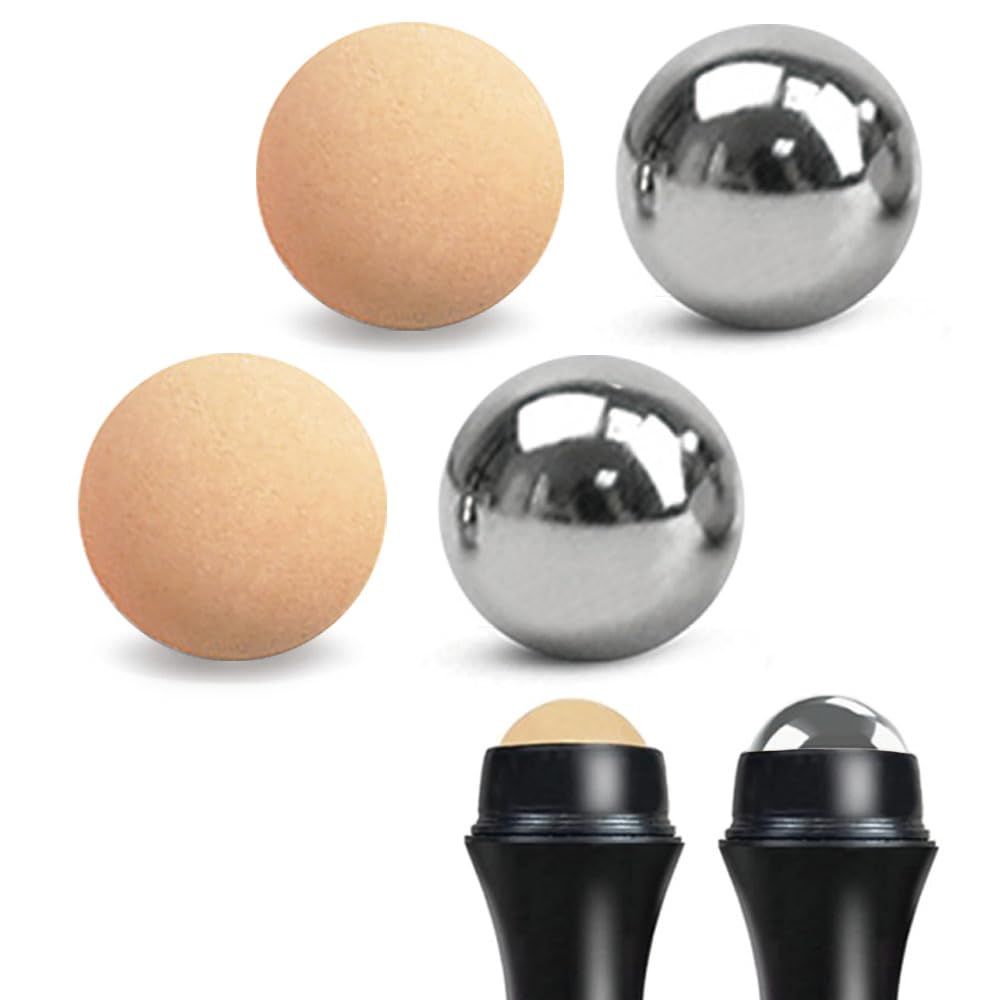Stainless Steel Ice Roller Ball Oil Control On The Go Ball Fit REVLON Volcanic Face Roller Ball Compatible Fit REVLON oil absorbing roller Oil Blotting Tool(21.5mm Diameter 22 PCS Not Include Holder)