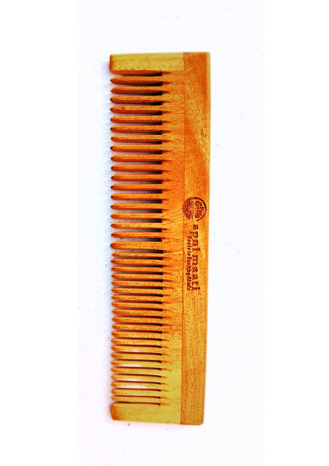 Apni maati Men Women Wooden Hair Comb Hair growth Neem Hair Comb for Curly Hair (Dual Tooth Comb)