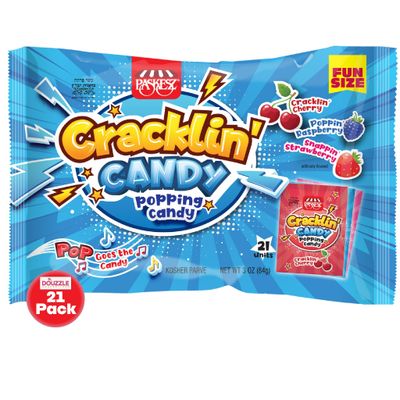 DOUzzle Cracklin Popping Candy (21 Coount, Pack of 1) Individually Wrapped Candies, Birthday Party Favors, Goodie Bags Stuffers, Pinata Filler - Kosher Parve