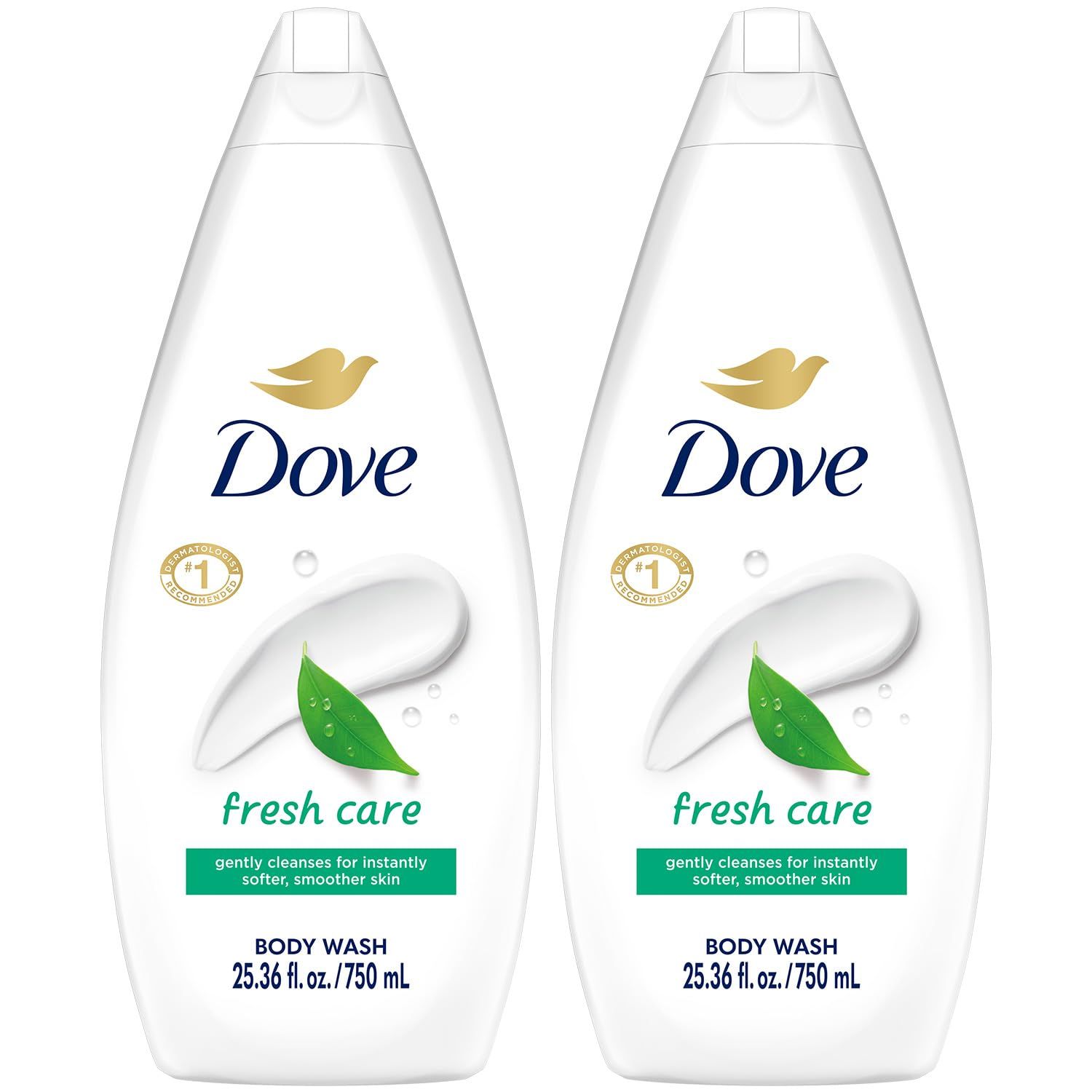 Dove Body Wash, Fresh Care, Value-Size 2-Pack - Soothing Moisturizing Cleanser for Soft Skin, 25.36 Oz Ea