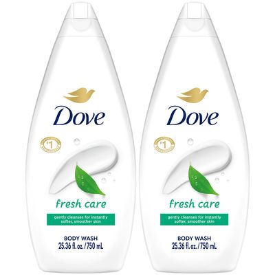Dove Body Wash, Fresh Care, Value-Size 2-Pack - Soothing Moisturizing Cleanser for Soft Skin, 25.36 Oz Ea