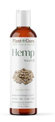 Hemp Seed Oil 4 oz. Virgin, Unrefined 100 Raw Pure Natural - Skin, Body And Hair Moisturizer. Works For Massage, Acne, More!