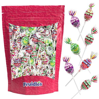 Fruidles Bubble Gum Filled Blow Pop Lollipops Hard Candy Suckers, Assorted Flavors, Individually Wrapped (20-Pack)