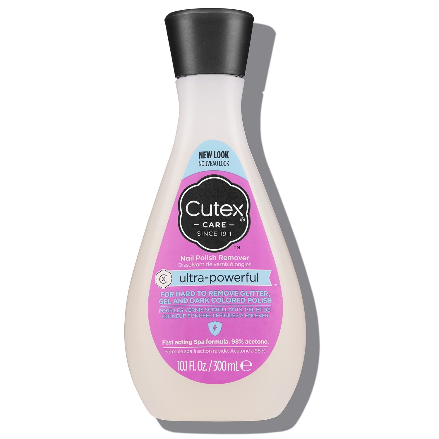 Cutex Gel Nail Polish Remover, Ultra-Powerful Removes Glitter and Dark Colored Paints, Paraben Free, 10.1 Fl Oz
