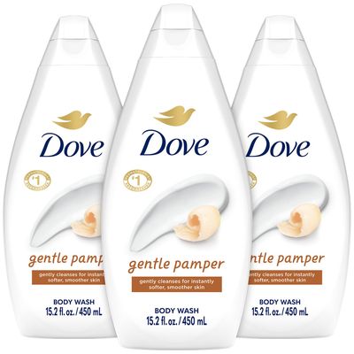 Dove Body Wash, Gentle Pamper 3-Pack - Soothing Moisturizing Cleanser for Soft Skin, 15.22 Oz Ea