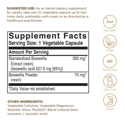 SOLGAR Boswellia Resin Extract Vegetable Caps, 60 CT