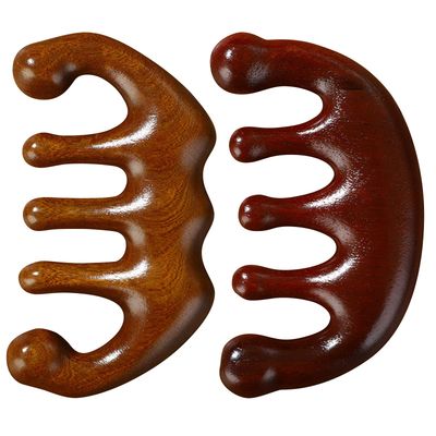 Jaasuee Wooden Scalp Soother - Handcrafted 100 Organic Green Sandalwood Wide-Tooth Scalp Massage Comb - Promotes Hair Growth Management, Brown
