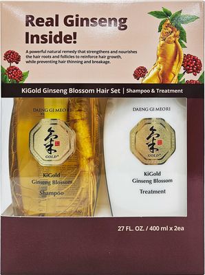 Daeng Gi Meo Ri - Ki Gold Ginseng Blossom Hair Set, Shampoo 13.5FL OZ400ml and Treatment 13.5FL OZ400ml